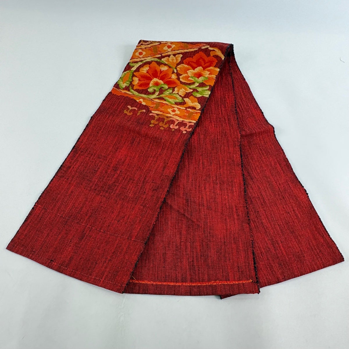 美品】 袋名古屋帯 優品 花唐草 えんじ色 正絹｜中古・古着