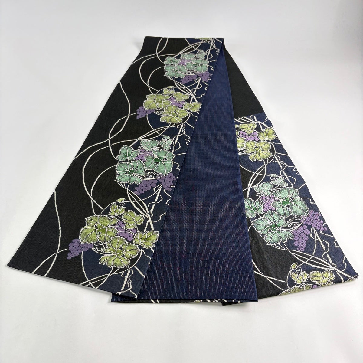 美品】 袋帯 名品 葡萄 青黒 六通 正絹｜中古・古着・リサイクル着物