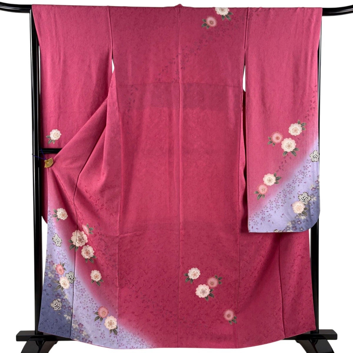 振袖 身丈170cm 裄丈67.5cm L 袷 蝶 雪輪 金糸 金彩 サーモンピンク