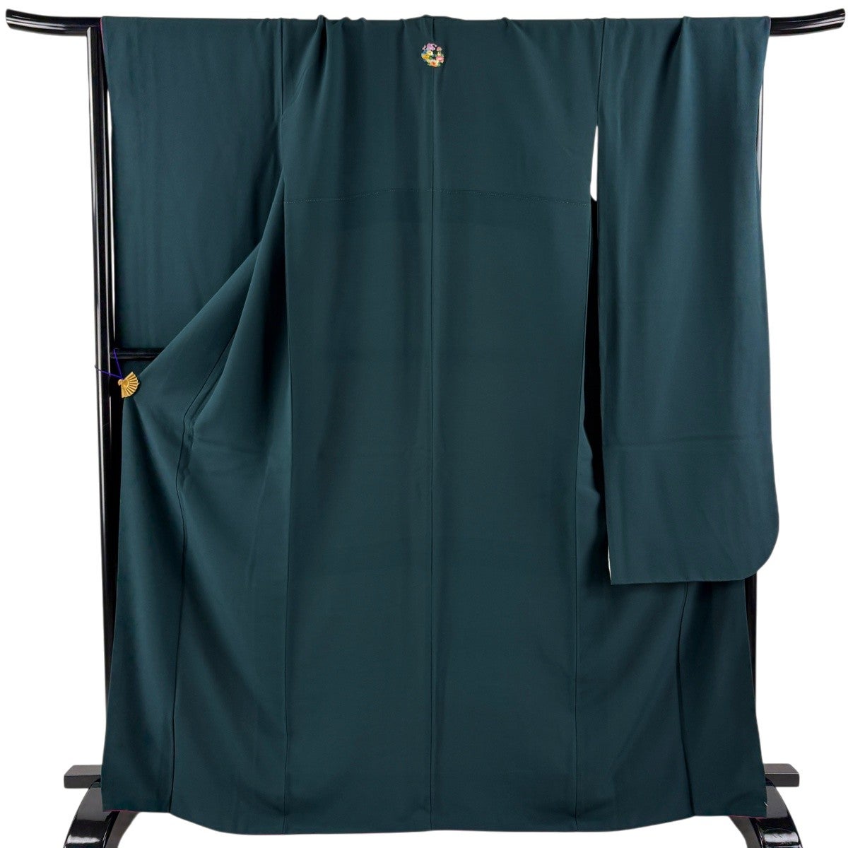 美品】 振袖 身丈167cm 裄丈69cm L 袷 深緑 正絹 名品 一つ紋｜中古