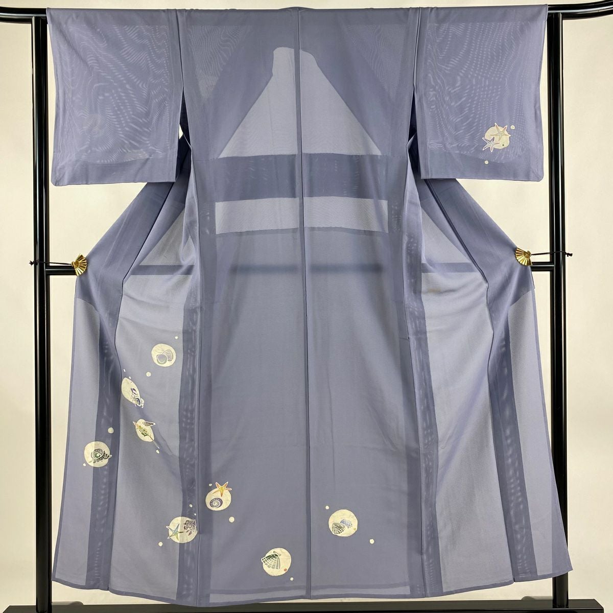 レディース 付下げ 身丈152cm 裄丈63cm S 薄物 絽 草花 青紫 正絹 秀品