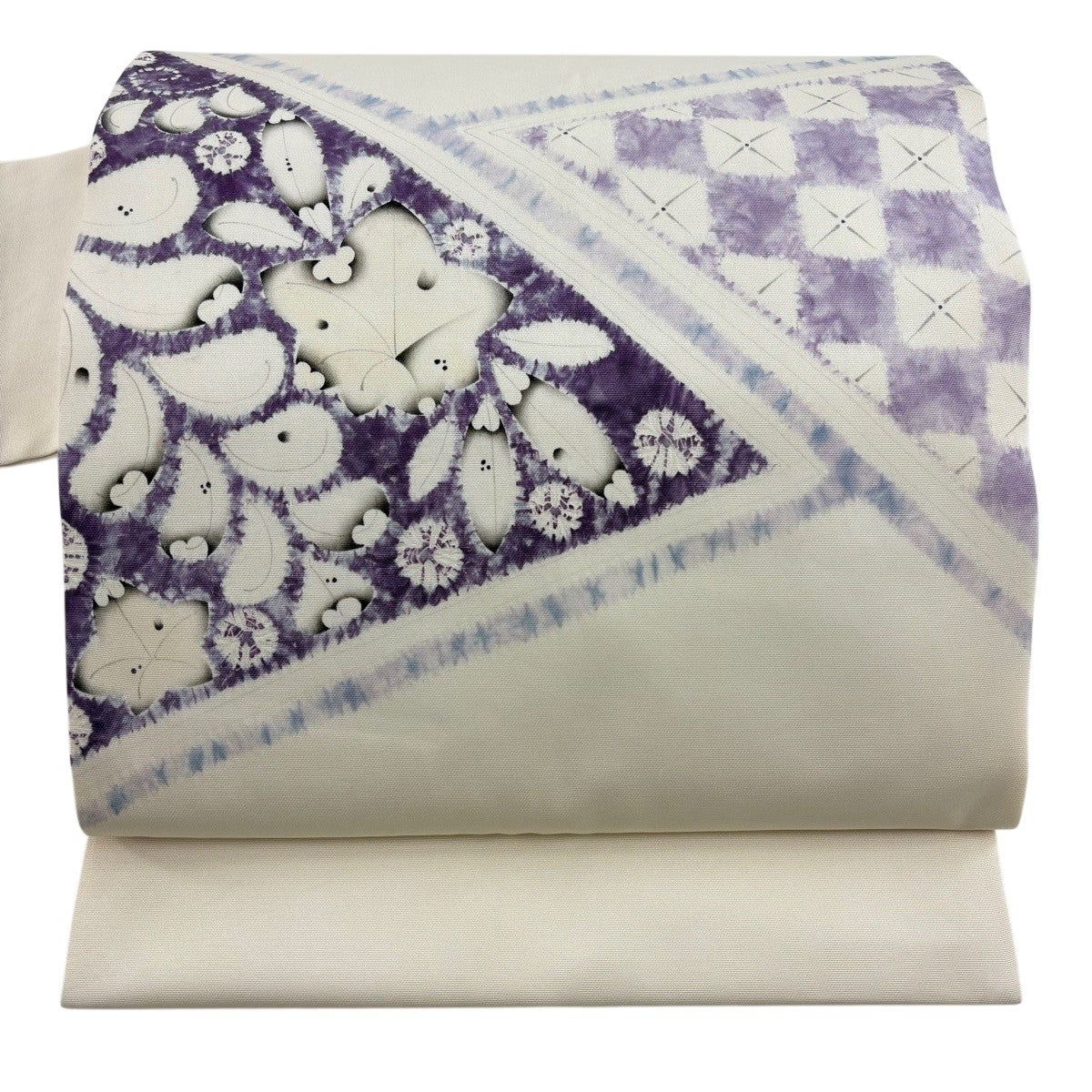 名古屋帯 逸品 福村廣利 落款あり 辻が花 クリーム 正絹｜中古・古着