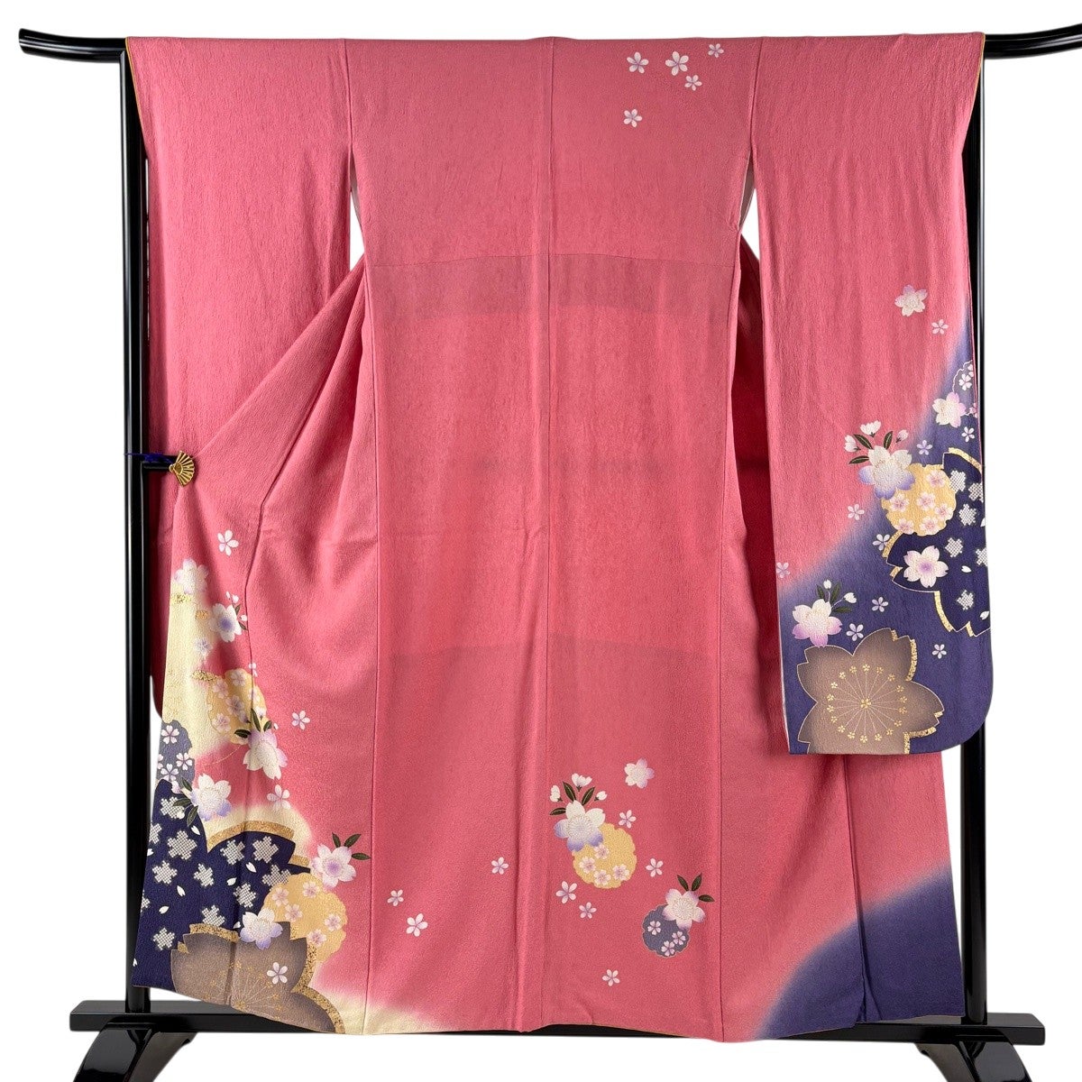 振袖 身丈157.5cm 裄丈65cm M 袷 山鉾 桜 金彩 ぼかし ピンク 正絹 秀