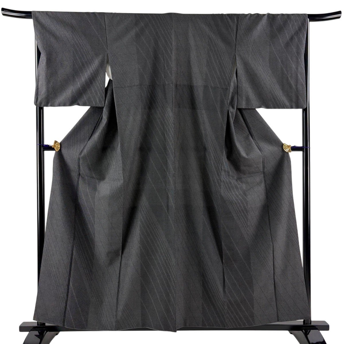 美品】 紬 身丈159cm 裄丈64cm M 袷 ますいわ屋 亀甲絣 縞 茶色 正絹
