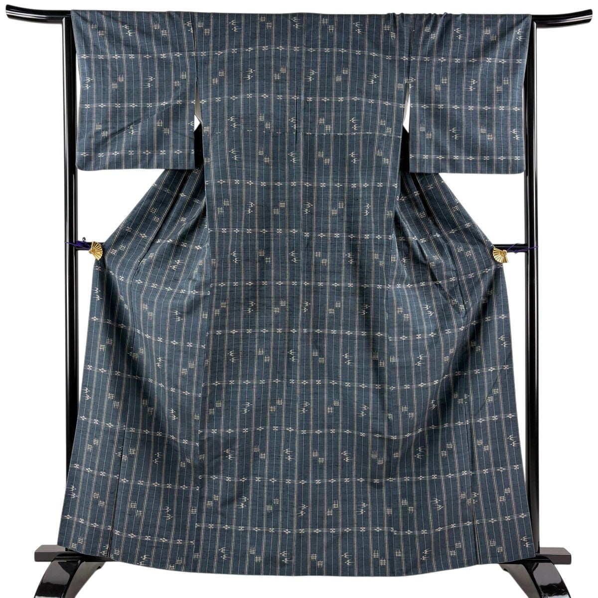 反物 秀品 紬 格子 青緑 正絹｜中古・古着・リサイクル着物通販