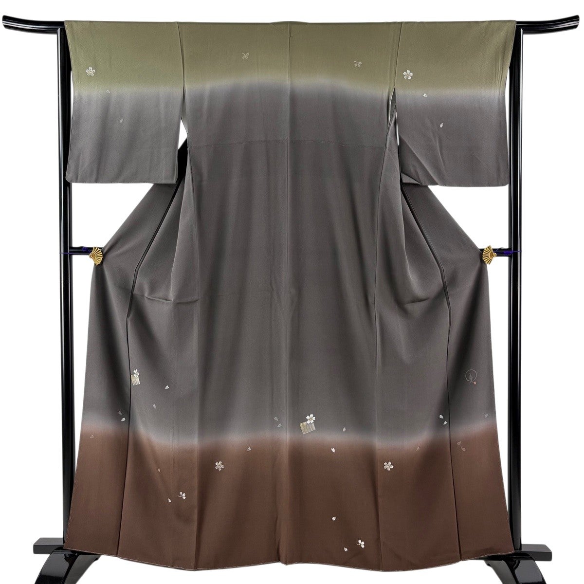 【美品】 訪問着 身丈150cm 裄丈62.5cm 正絹 名品 【中古】 訪問着 身丈150cm 裄丈62.5cm S 袷 草花 金彩 ぼかし 灰紫 正絹 秀品