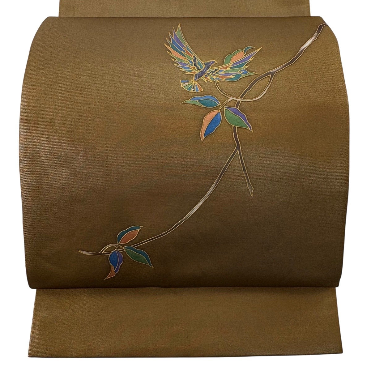 美品】 袋帯 秀品 華文 草花 螺鈿 金彩 赤茶 お太鼓柄 正絹｜中古