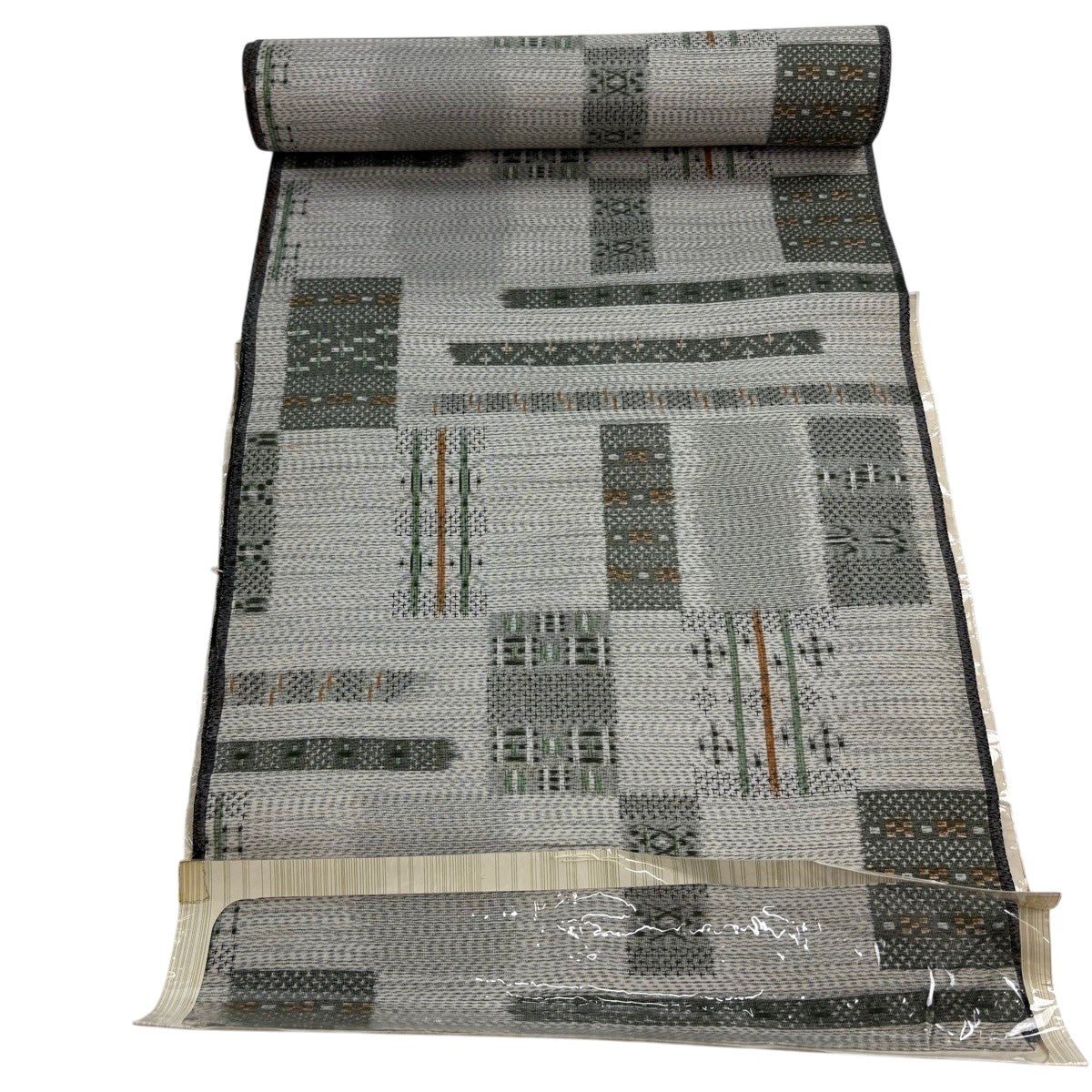 反物 秀品 紬 竹 縞 深緑 正絹｜中古・古着・リサイクル着物通販