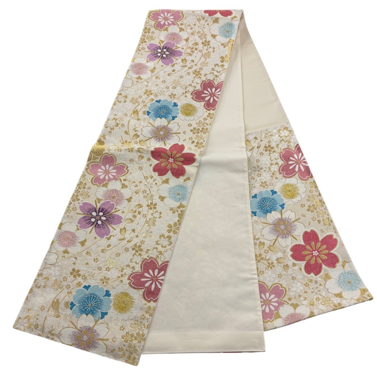 美品】 振袖 身丈165cm 裄丈68cm L 袷 袋帯フルセット 蝶 桜 金通し
