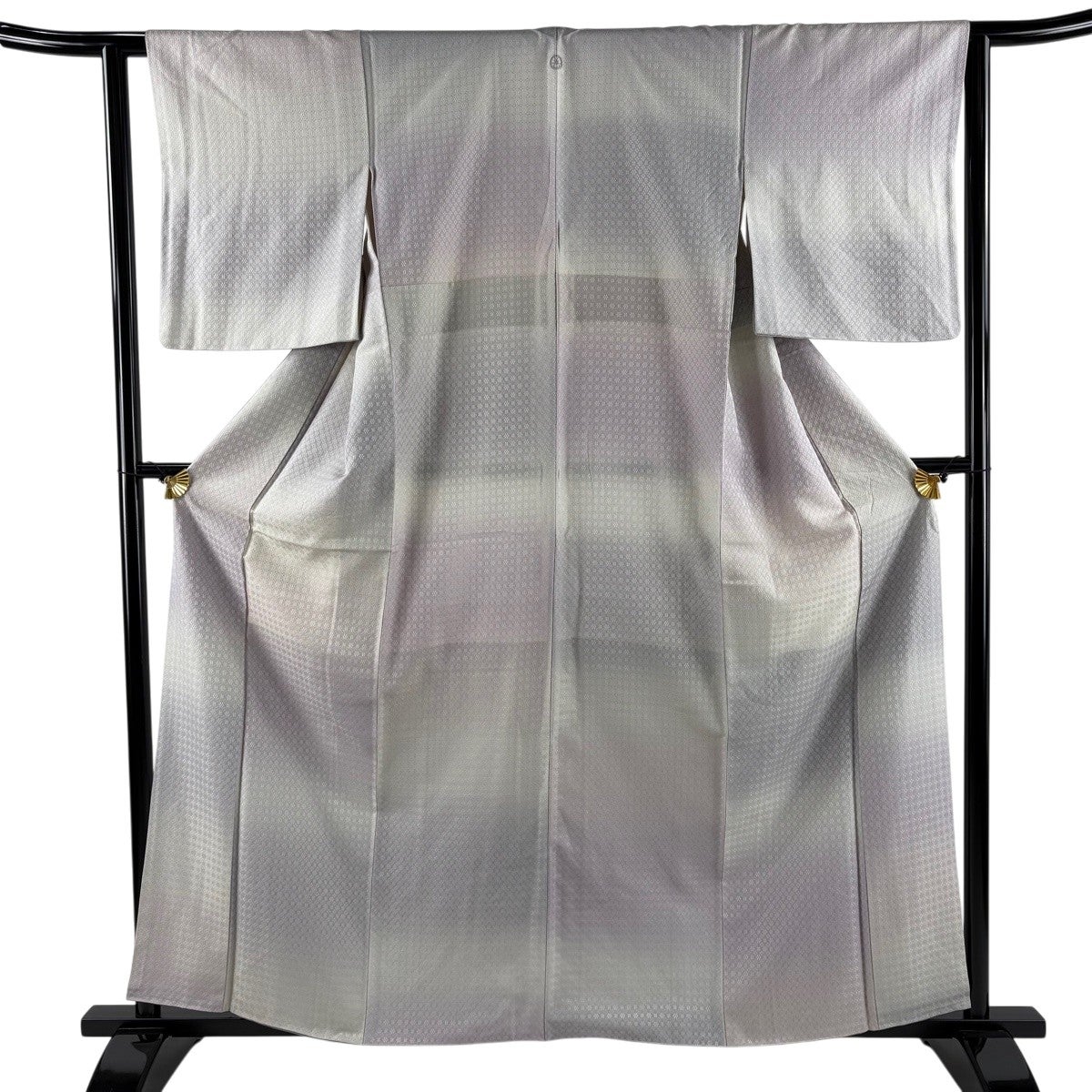 【美品】 小紋 身丈161cm 裄丈63.5cm 正絹 秀品 【中古】 小紋 身丈162cm 裄丈65.5cm M 袷 花丸文 楓 金糸 刺繍 灰色 正絹 秀品