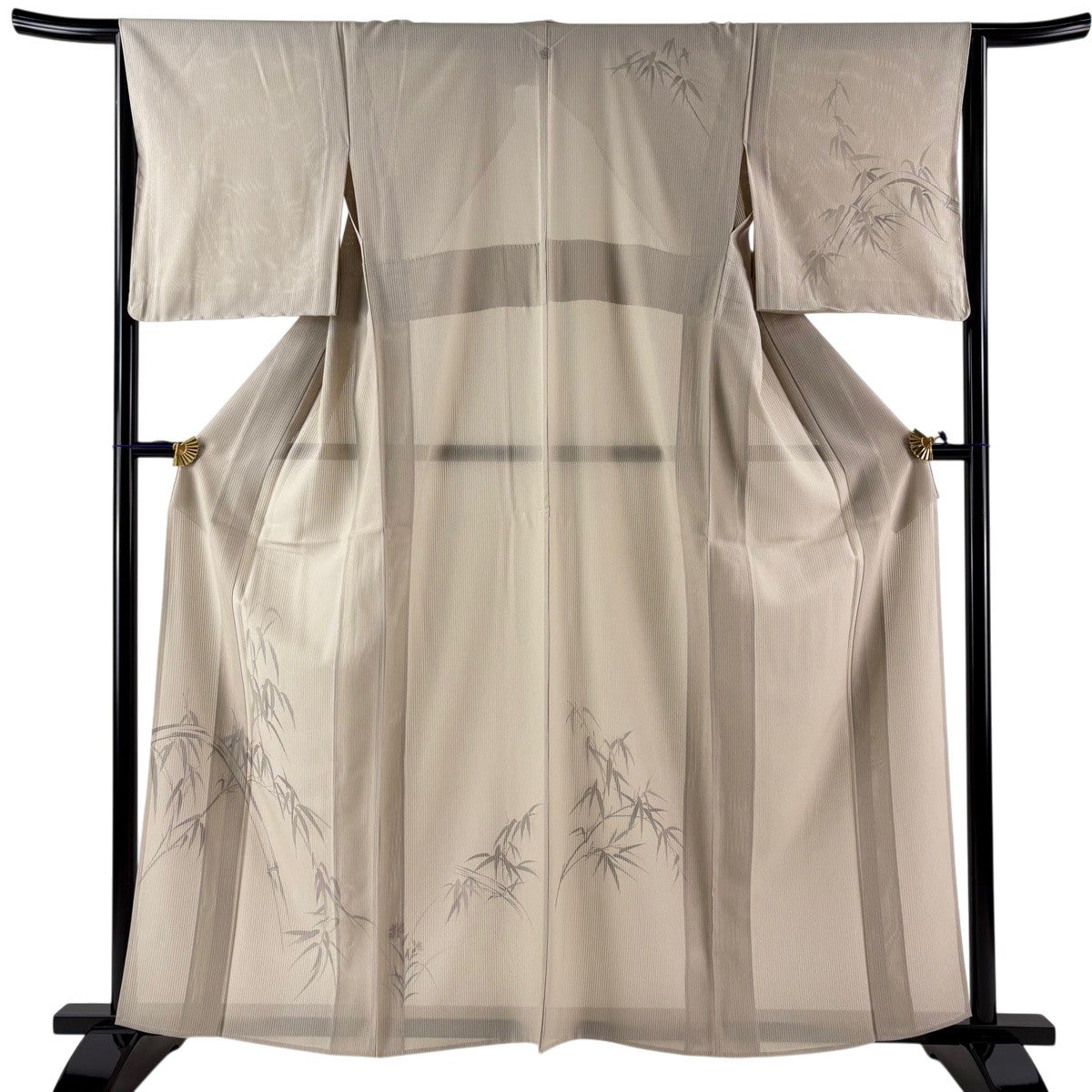 美品】 訪問着 身丈159cm 裄丈63cm S 薄物 絽 笹 ぼかし 薄オレンジ