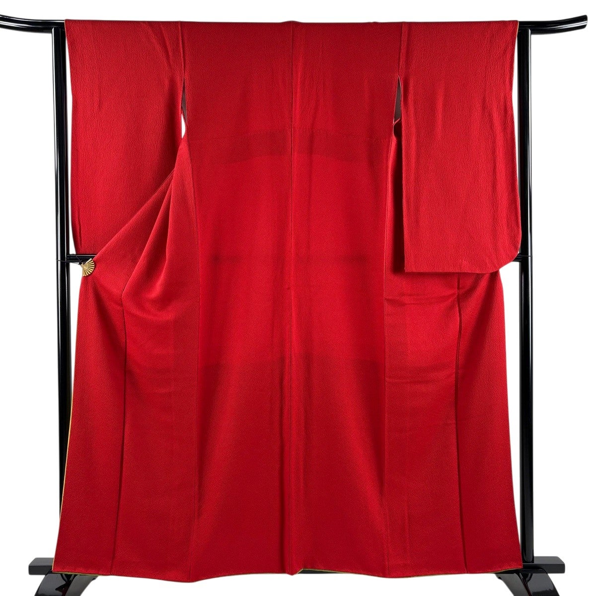 振袖 美品 名品 身丈160.5cm 裄丈65cm 正絹 【中古】 振袖 身丈164.5cm 裄丈64.5cm M 袷 菊 笠松 刺繍 金糸 朱色 正絹 名品