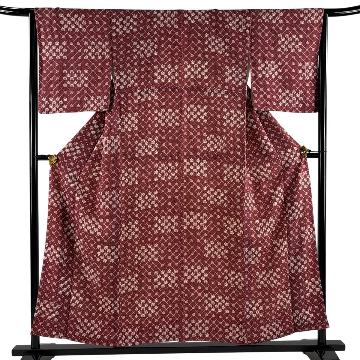 美品】 小紋 身丈156cm 裄丈61cm S 袷 斉藤三才 落款あり 縦縞 灰紫