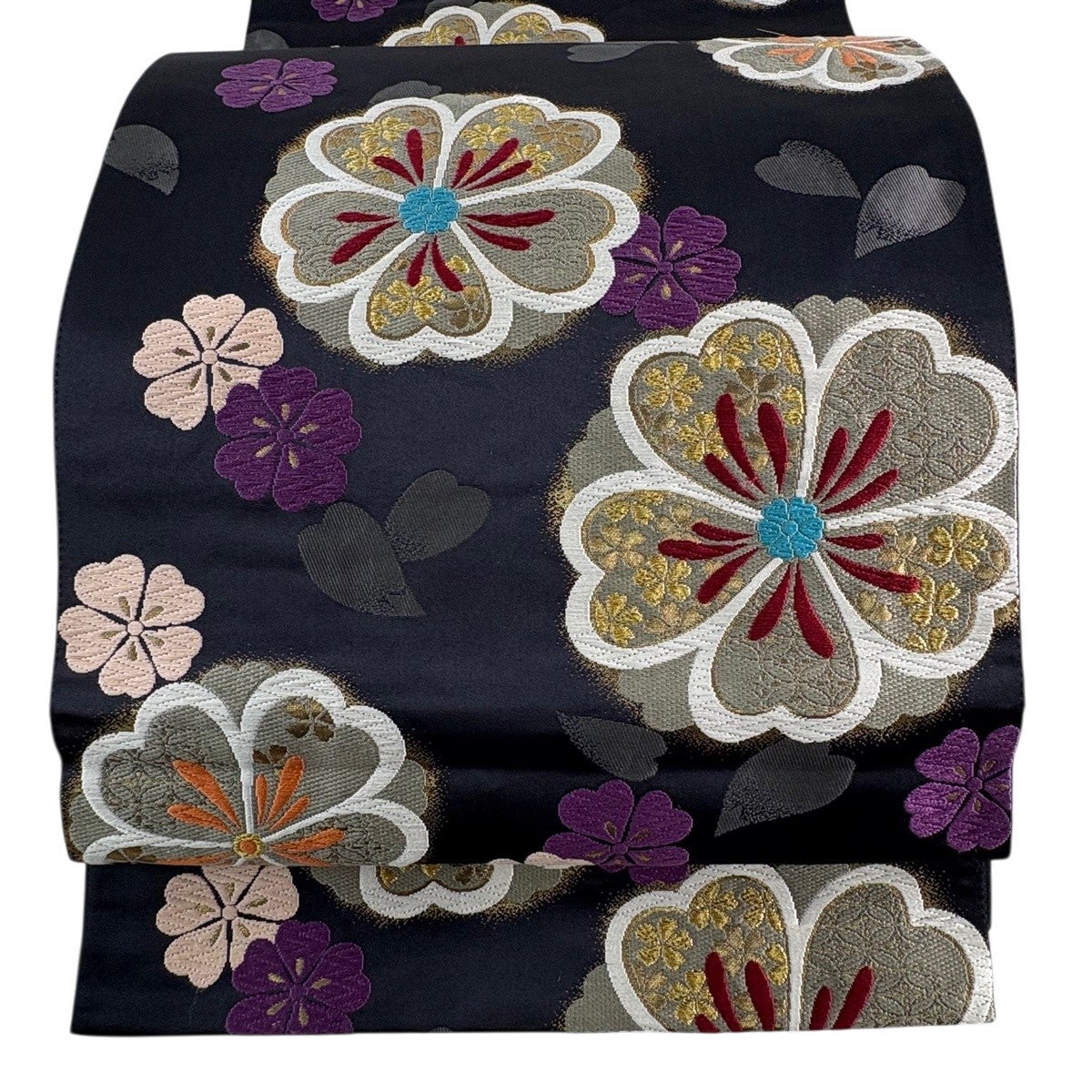 袋帯 名品 やまと 桜 花びら 金糸 箔 ピンク 六通 正絹｜中古・古着