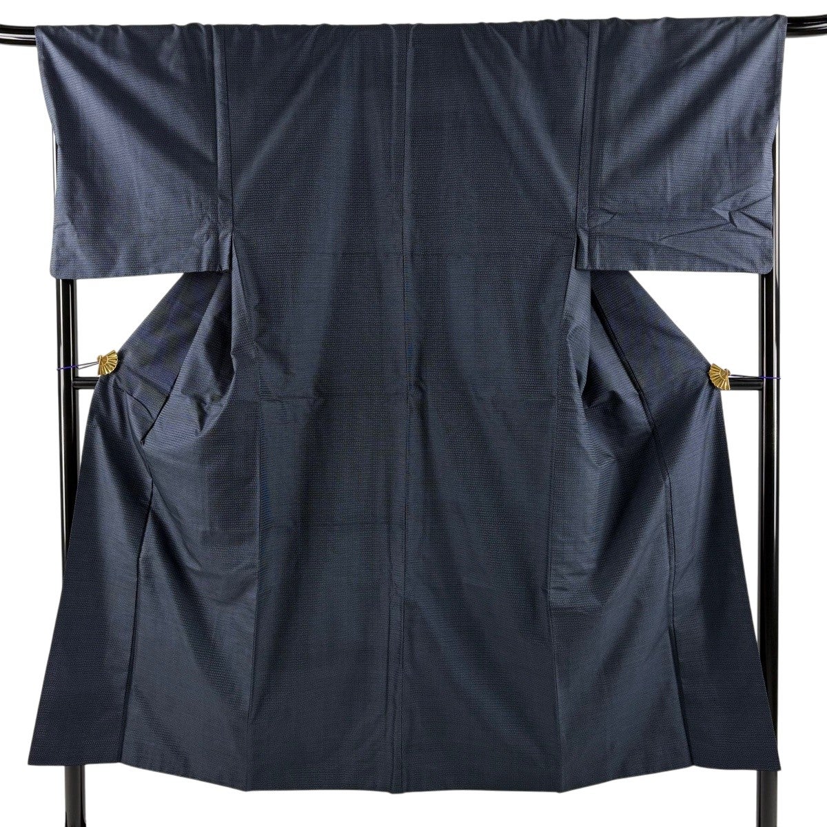 美品】 男着物 身丈148cm 裄丈72cm L 袷 アンサンブル 紬 亀甲絣 濃紺