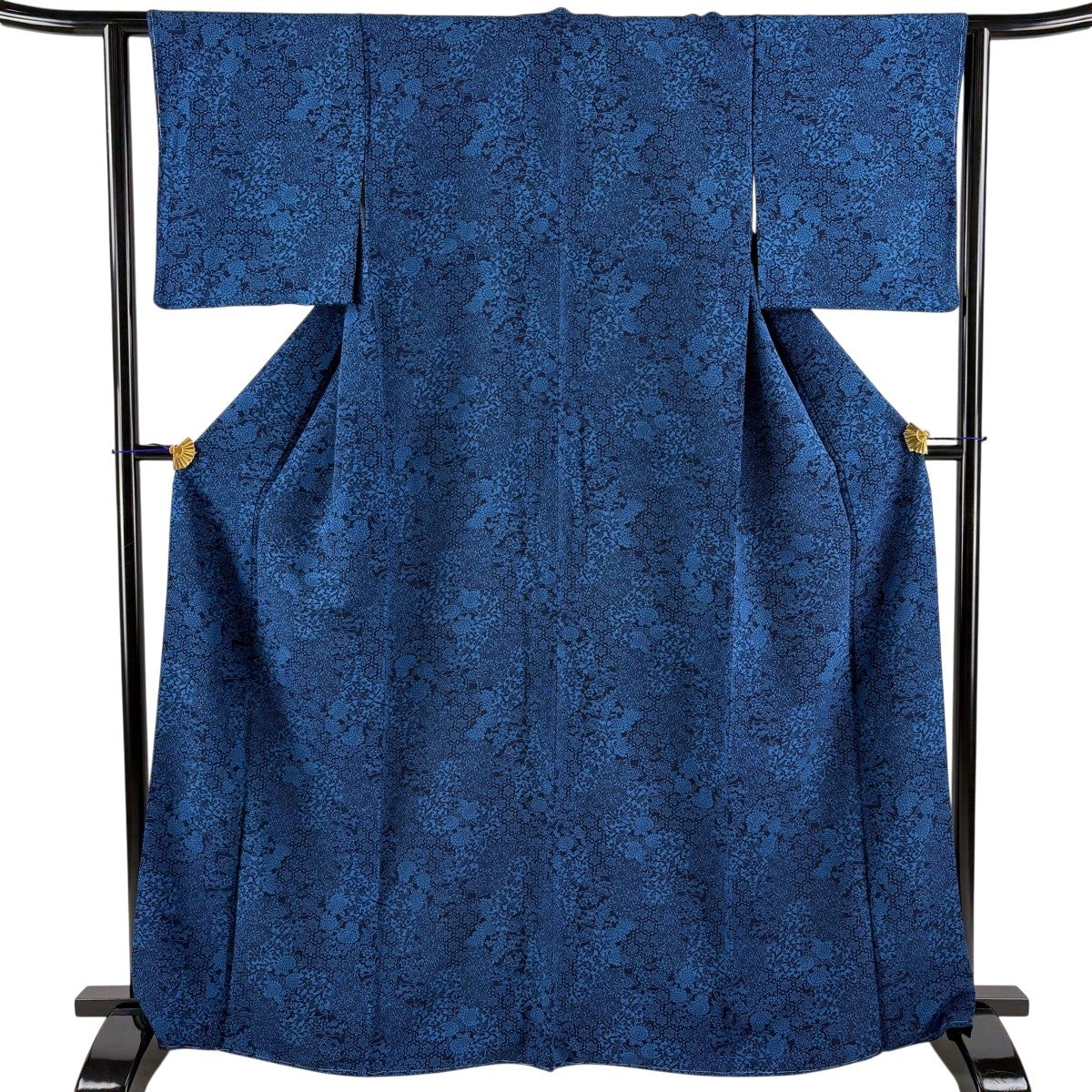 小紋 身丈154 裄64 単衣 紬 藍染 ドット文様 着物 061b 小紋 身丈154cm 