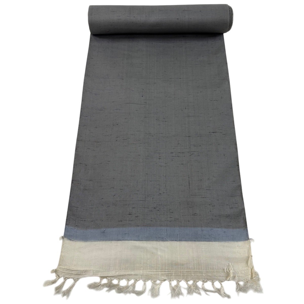 紬 美品 秀品 164cm 68cm 正絹 【中古】 反物 秀品 紬 縞 青灰色 正絹｜中古・古着・リサイクル着物通販