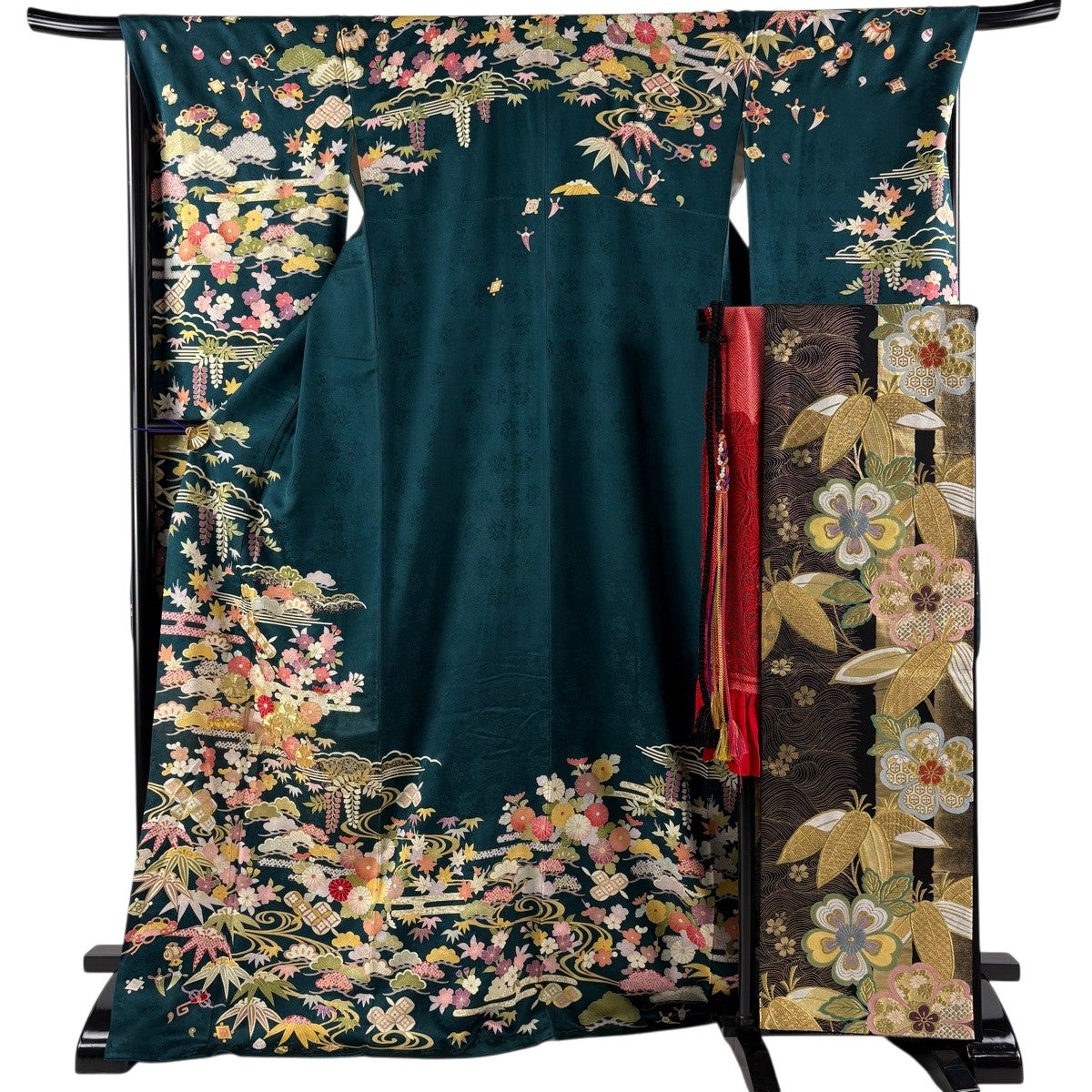 30%OFF 【美品】 振袖 身丈171cm 裄丈68.5cm L 袷 袋帯フルセット 菊