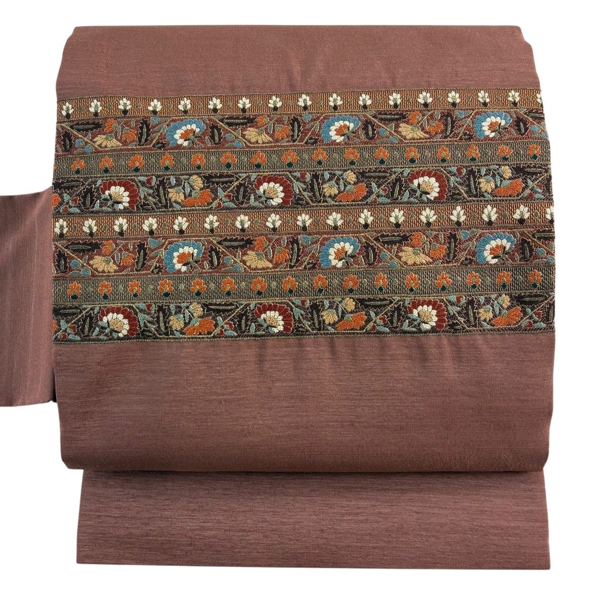 70%OFF 名古屋帯 秀品 紬地 花器 相良刺繍 茜色 正絹 K70｜中古・古着