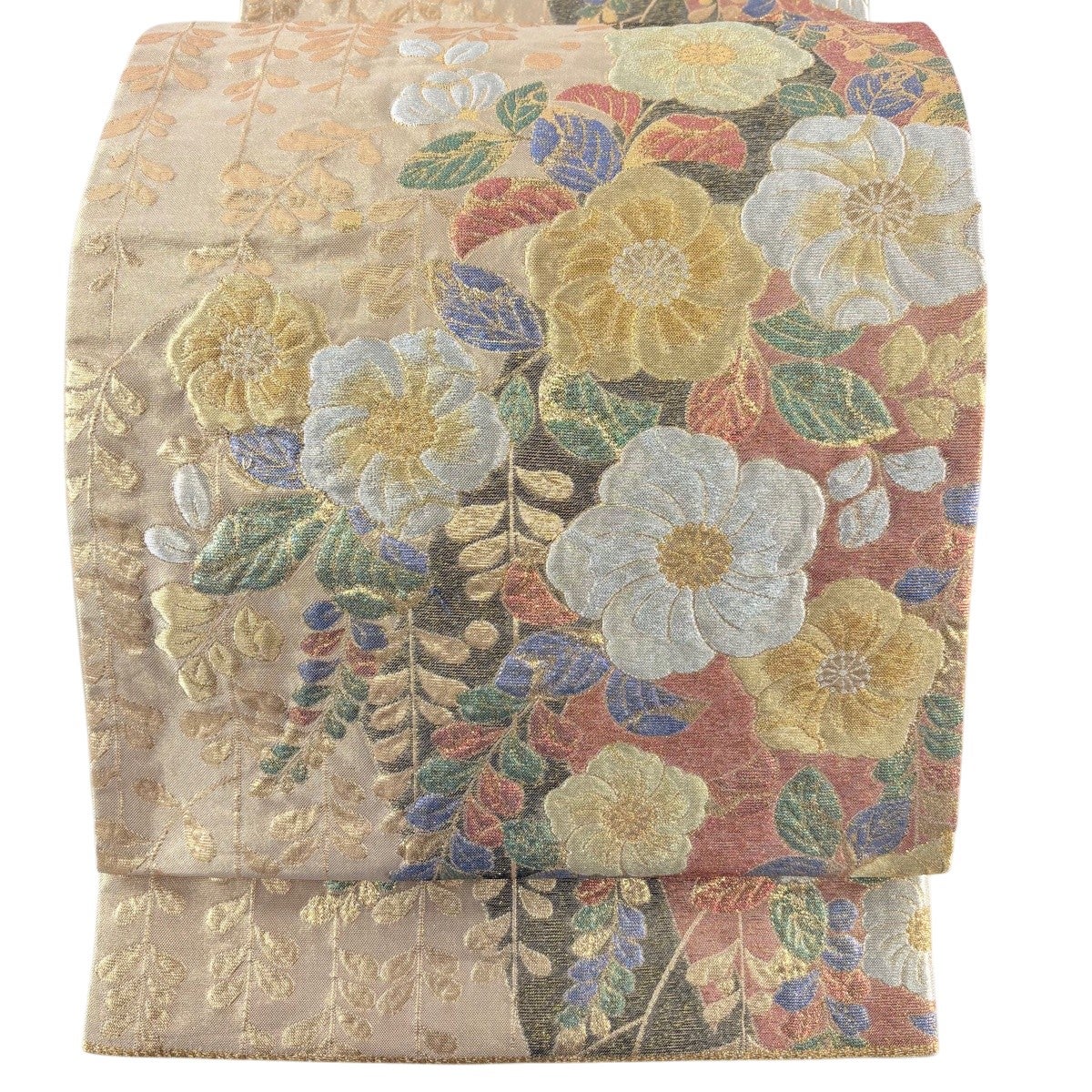 美品】 袋帯 秀品 振袖向き 辻が花柄 蝶 箔 金糸 青 六通 正絹|中古 美品】 袋帯 秀品 振袖向き 辻が花柄 蝶 箔 金糸 青 六通 正絹|中古