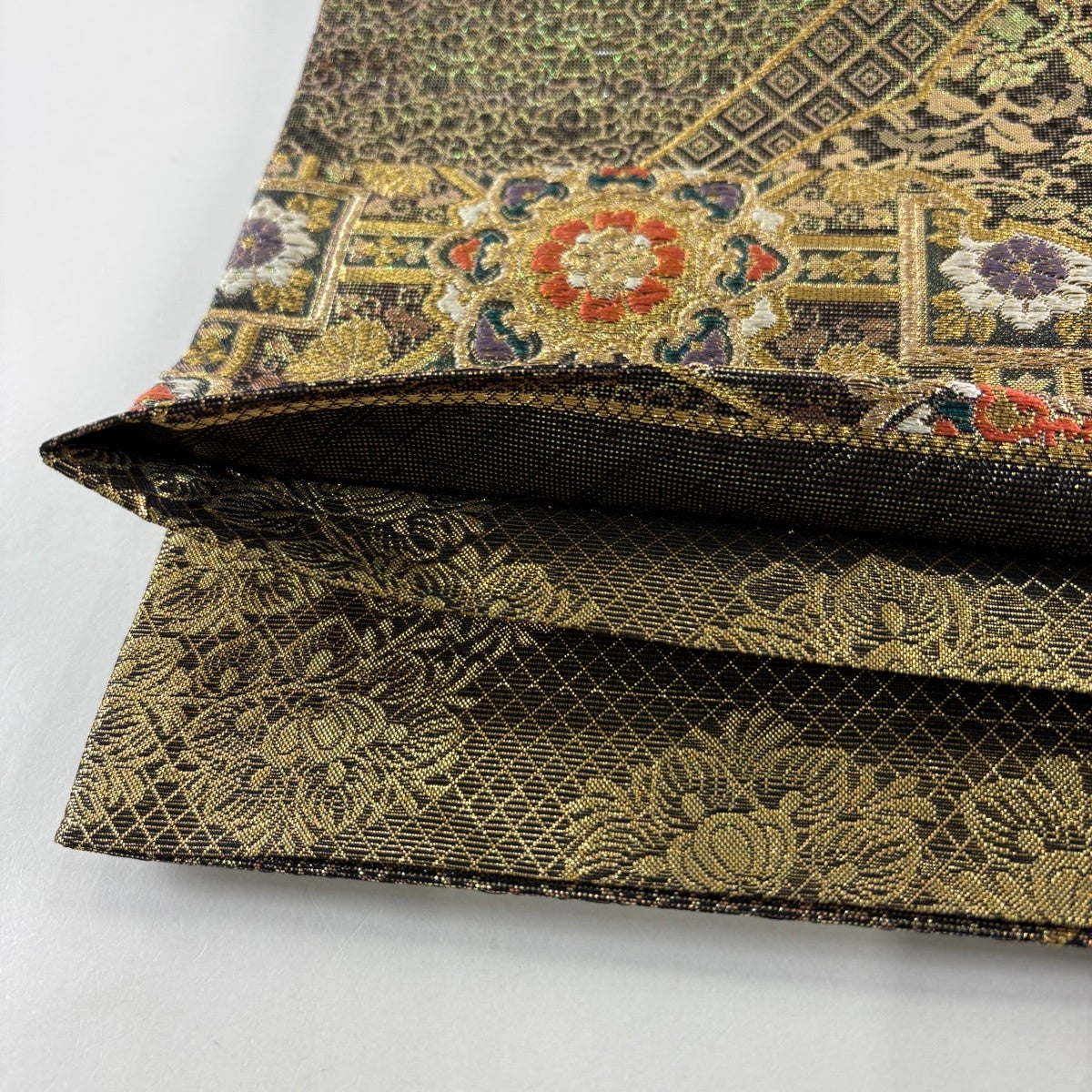 袋帯 秀品 華文 花唐草 金糸 箔 金茶 六通 正絹｜中古・古着