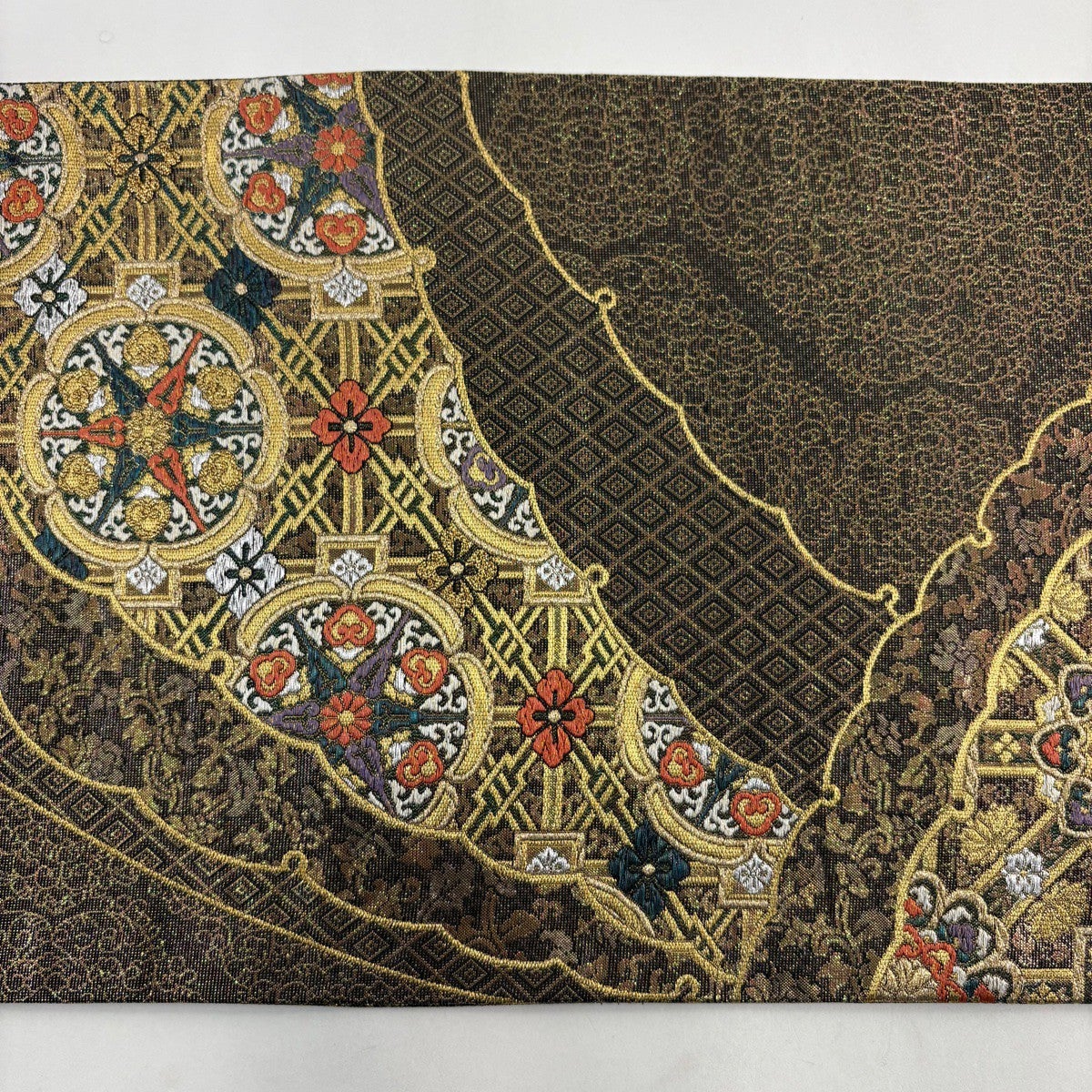 袋帯 秀品 華文 花唐草 金糸 箔 金茶 六通 正絹｜中古・古着