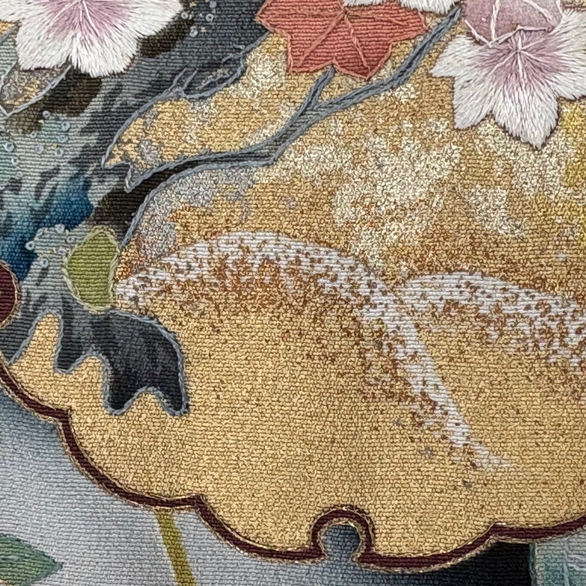 黒留袖 身丈157.5cm 裄丈64cm M 袷 落款あり 雪輪 御所車 金彩 刺繍 黒