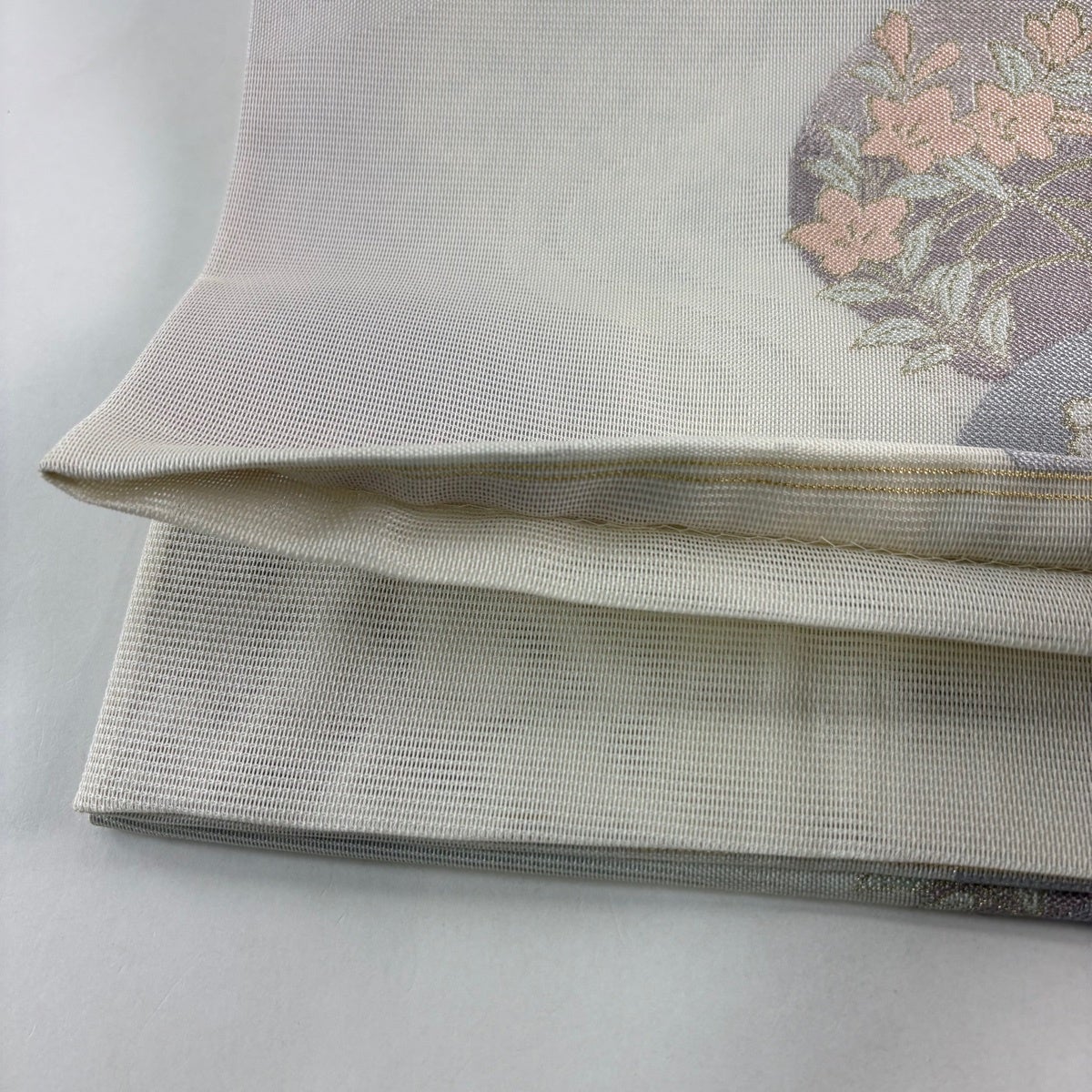 袋帯 秀品 夏帯 絽 秋草 流水 金銀糸 灰紫 六通 正絹｜中古・古着