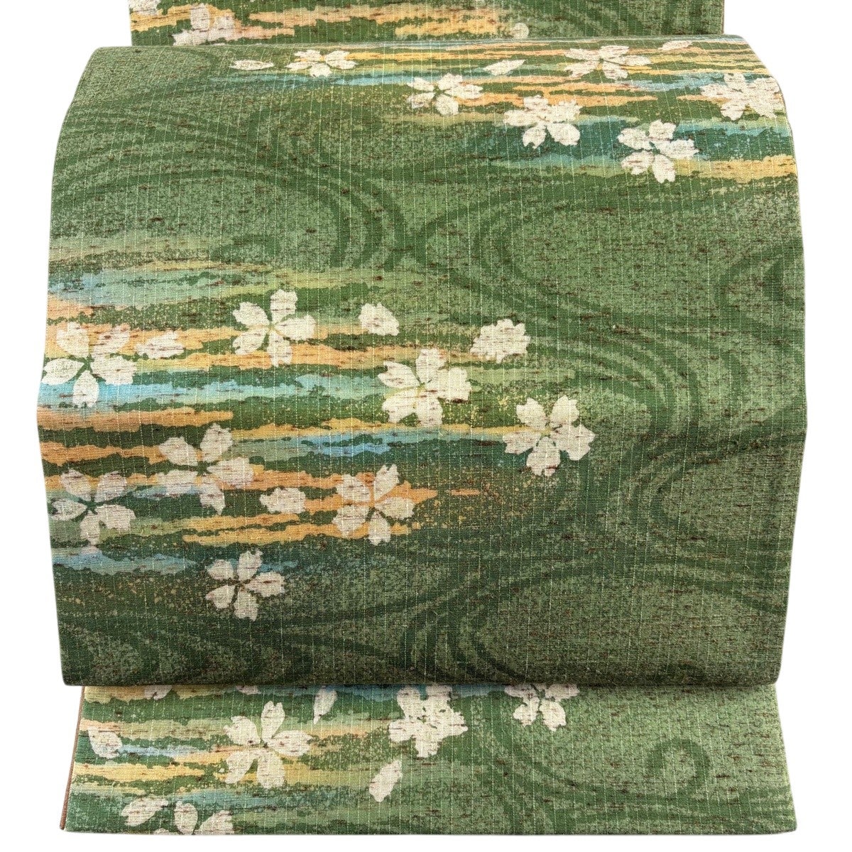 美品】 袋帯 名品 坂東三津五郎 落款あり 花布季 やまと 桜楓 菱格子