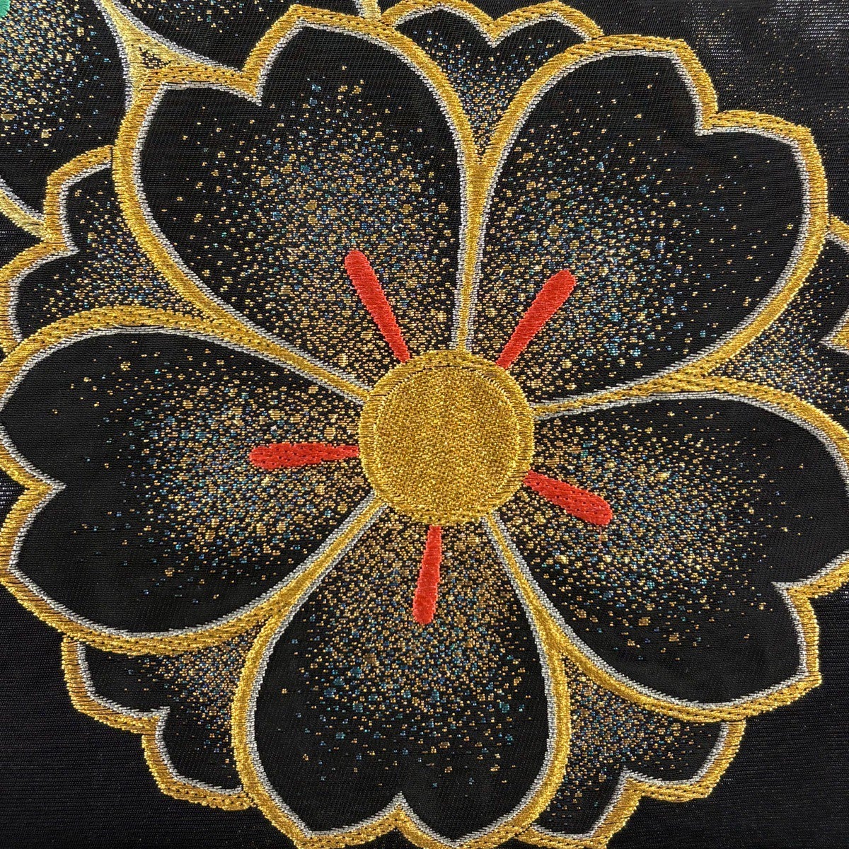 袋帯 秀品 振袖向き 桜 金糸 箔 黒 六通 正絹｜中古・古着・リサイクル