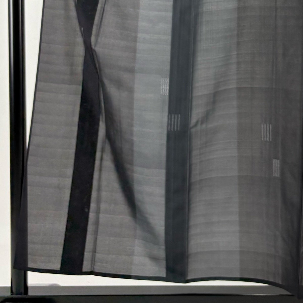 紬 身丈156cm 裄丈64cm M 薄物 夏紬 幾何学 黒 正絹 秀品｜中古・古着