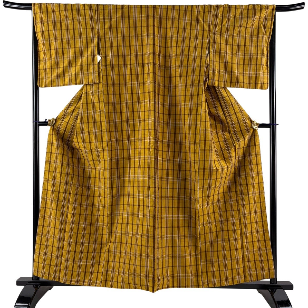 色無地 美品 逸品 身丈168cm 裄丈65cm 正絹 【中古】 美品】 紬 身丈168cm 裄丈65.5cm M 袷 鈴 幾何学 灰茶 正絹 秀品｜中古