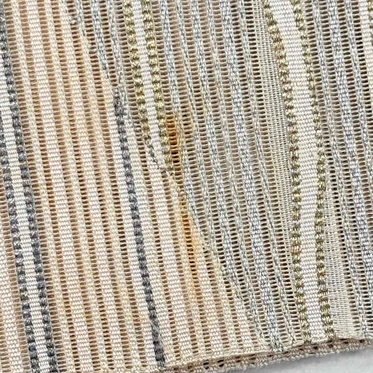 30%OFF 名古屋帯 秀品 夏帯 八寸名古屋帯 縞 幾何学 金銀糸 ベージュ