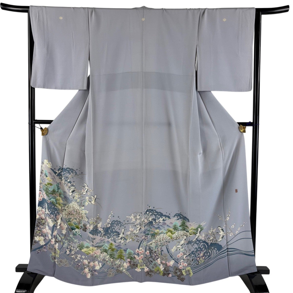 色留袖 美品 秀品 身丈160.5cm 裄丈66cm 正絹 【中古】 色留袖 身丈162cm 裄丈66.5cm M 袷 几帳 姫 刺繍 金糸 薄紫 正絹 秀品
