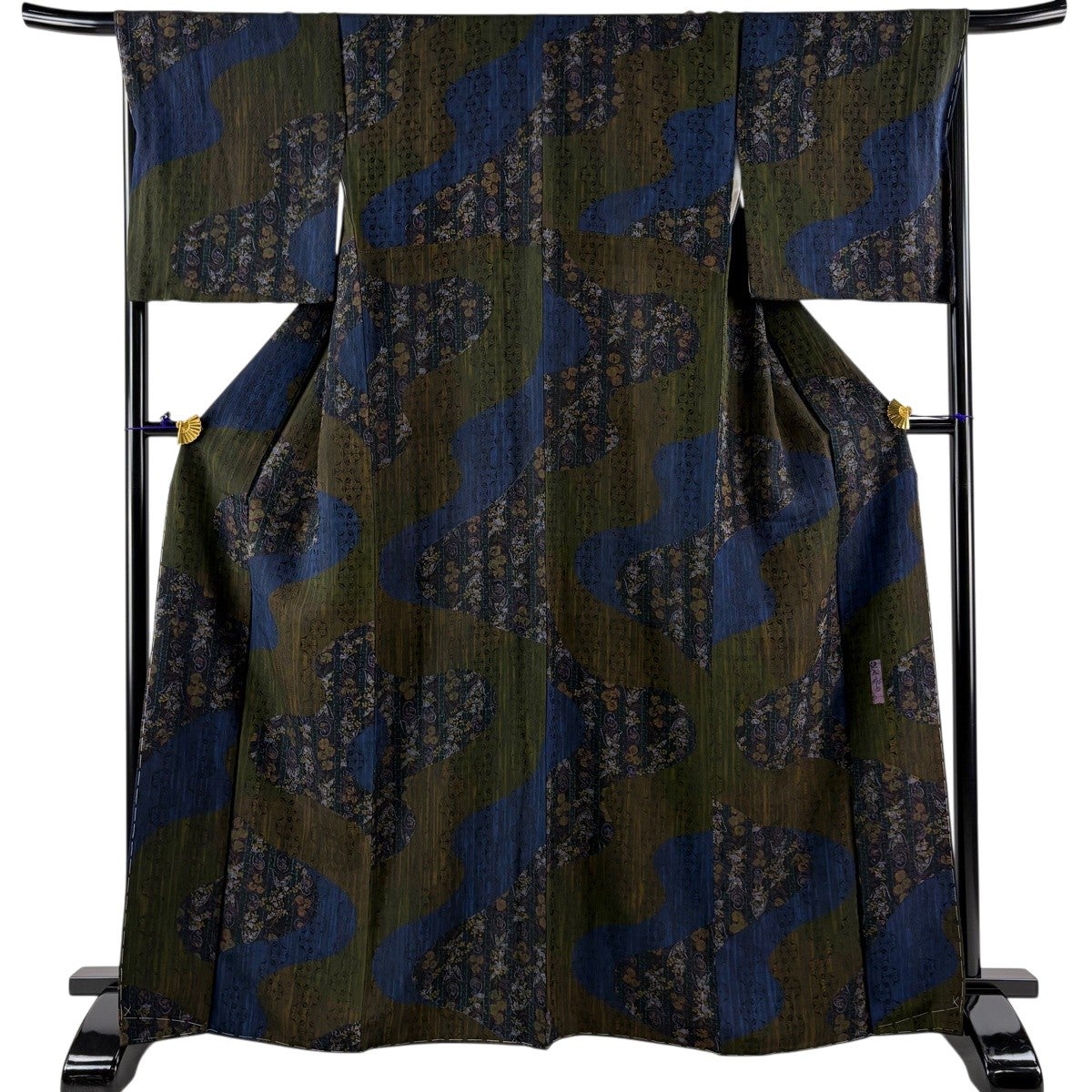 小紋 身丈162cm 裄丈65cm 正絹 秀品 【中古】 小紋 身丈162cm 裄丈65.5cm M 薄物 紗 縦縞 黒 正絹 秀品｜中古・古着