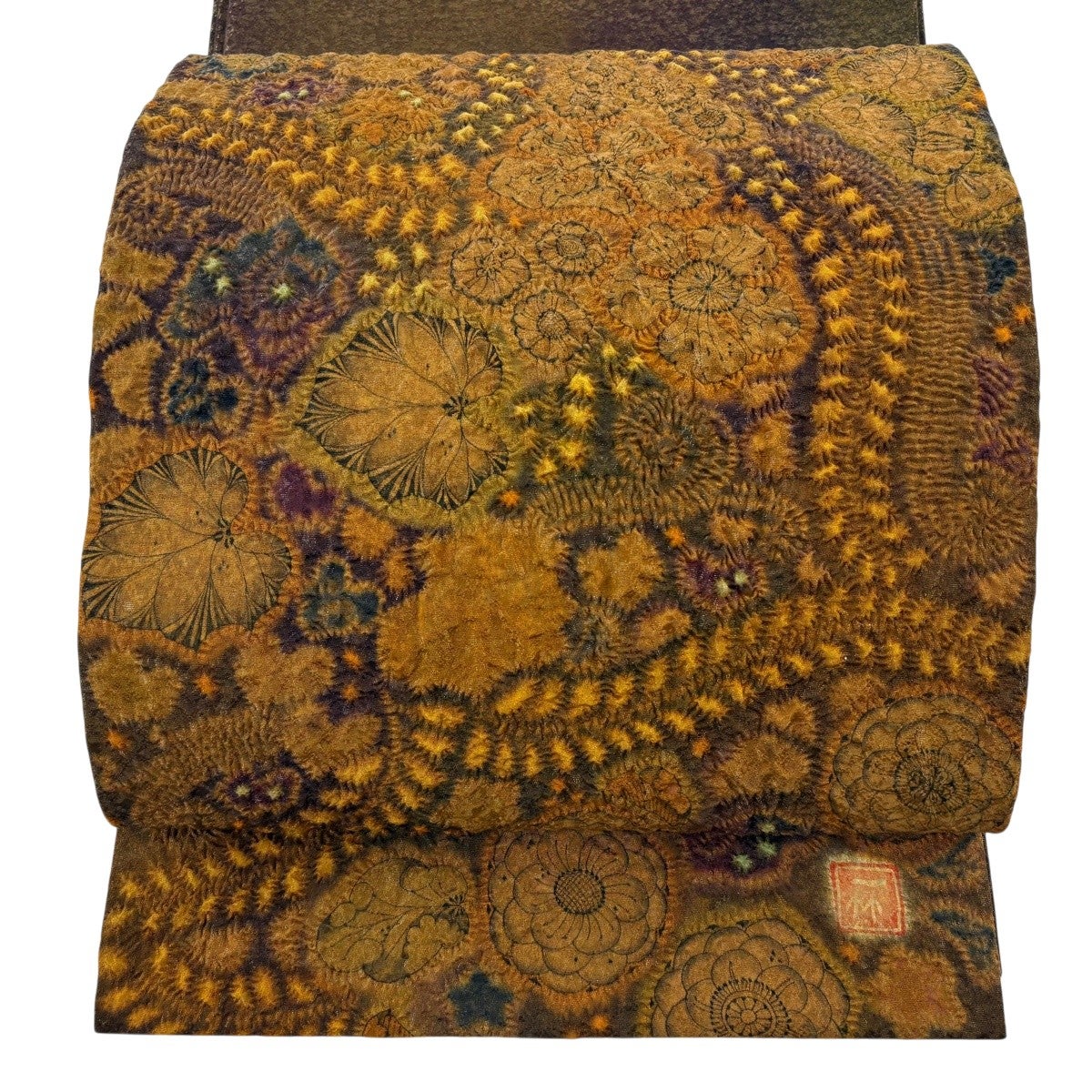 美品】 開き名古屋帯 逸品 初代 久保田一竹 落款あり 辻が花 金通し