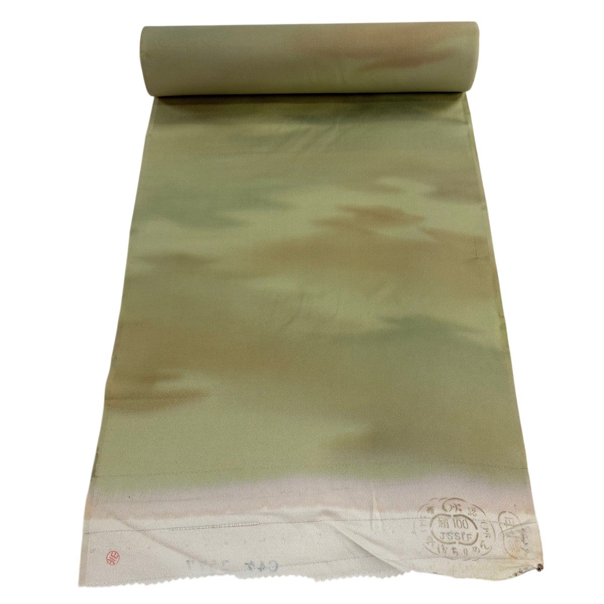 反物 秀品 小紋 幾何学 ぼかし 抹茶色 正絹｜中古・古着・リサイクル