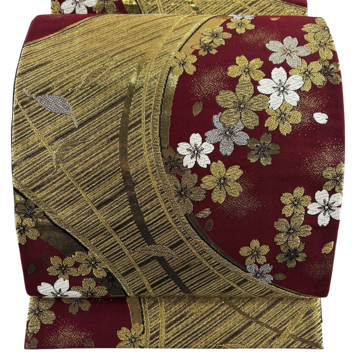 袋帯 秀品 鳥 枝花 金銀糸 箔 茶紫 お太鼓柄 正絹｜中古・古着