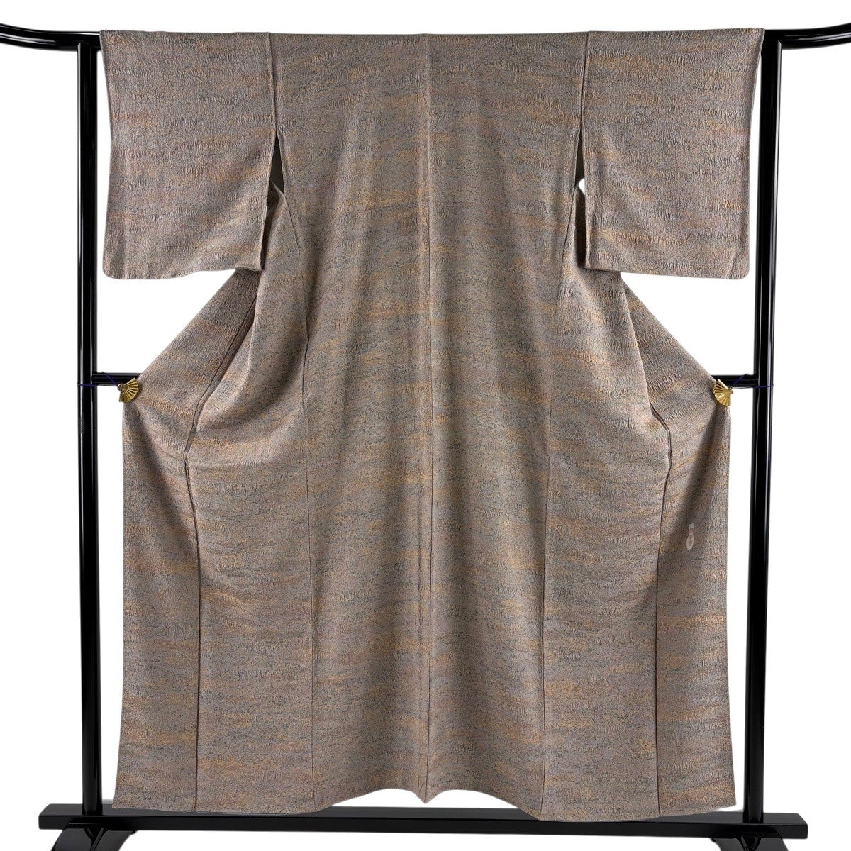 美品】 小紋 身丈155cm 裄丈62.5cm S 袷 幾何学模様 陶彩染 薄小豆