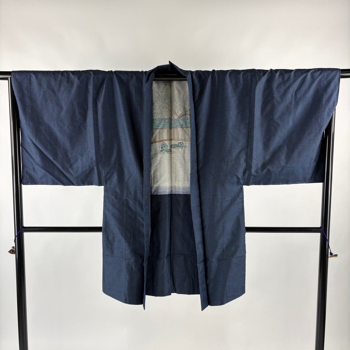 美品】 男着物 身丈157cm 裄丈70.5cm L 袷 アンサンブル 紬 亀甲絣