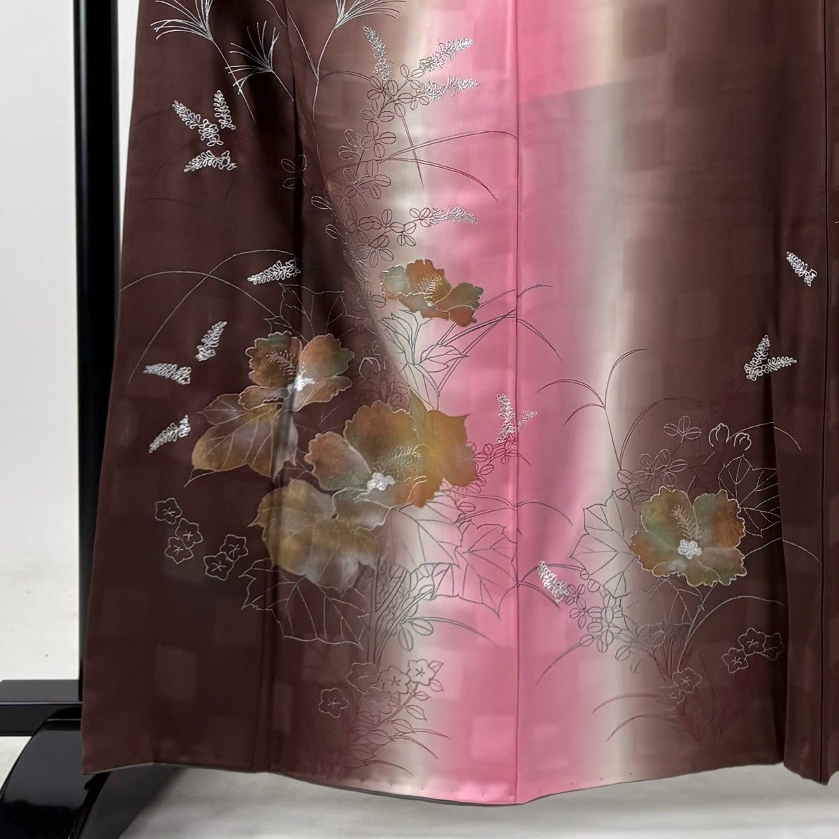 訪問着 身丈162.5cm 裄丈67cm M 袷 落款あり 秋草 草花 金銀彩