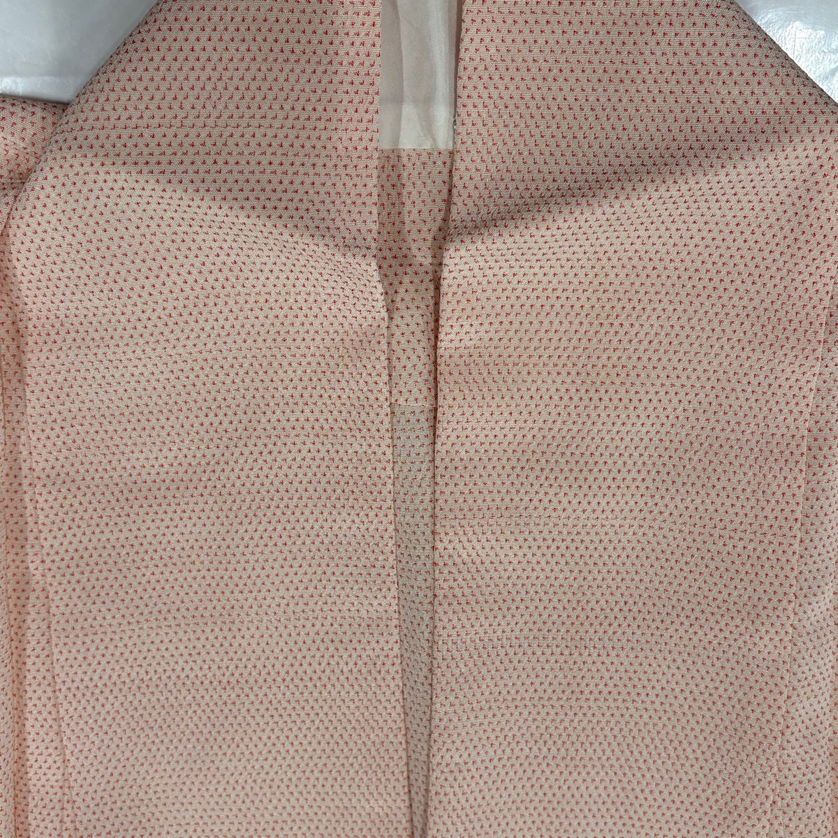 美品】 紬 身丈163cm 裄丈65cm M 単衣 絣柄 サーモンピンク 正絹 秀品