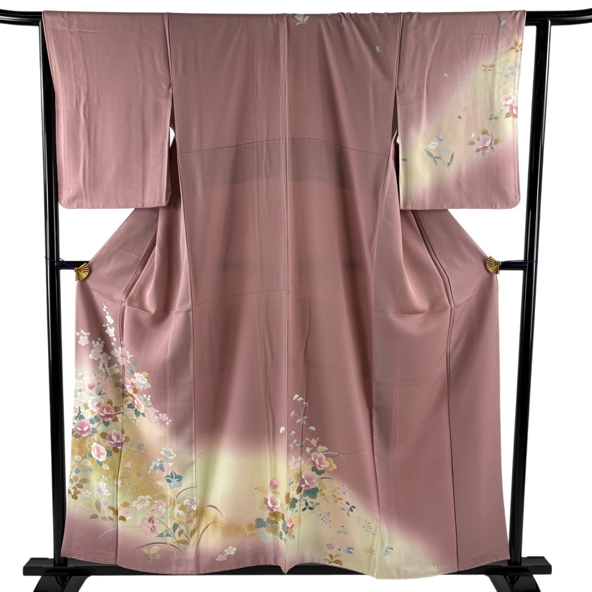 訪問着 身丈155.5cm 裄丈63.5cm S 袷 枝花 枝梅 金彩 ぼかし ピンク