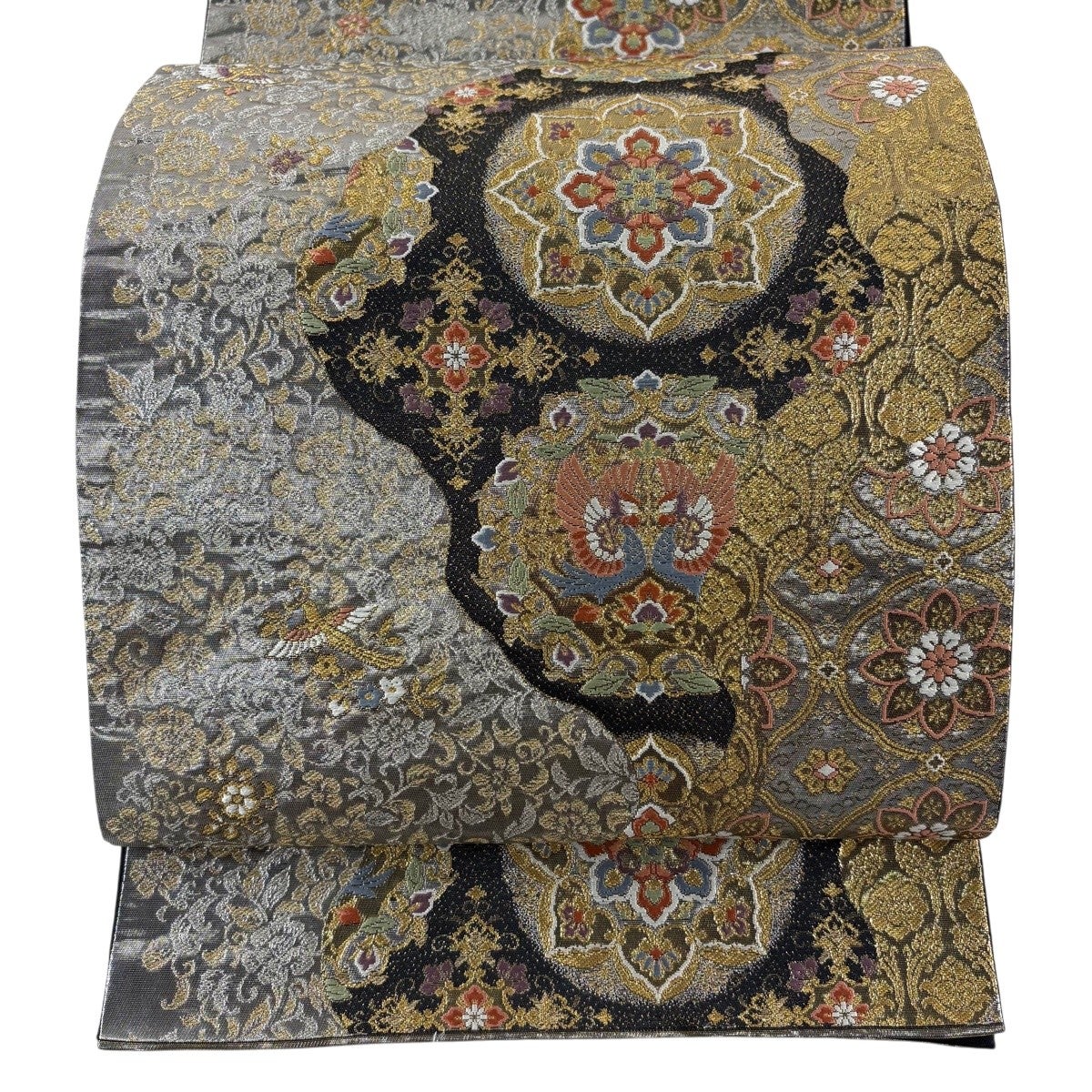 袋帯 秀品 蜀江華文 金銀糸 刺繍 金色 六通 正絹｜中古・古着
