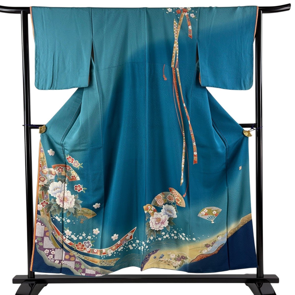 訪問着 身丈156cm 裄丈64cm M 袷 鼓 花鳥 金銀彩 ぼかし 灰紫 正絹