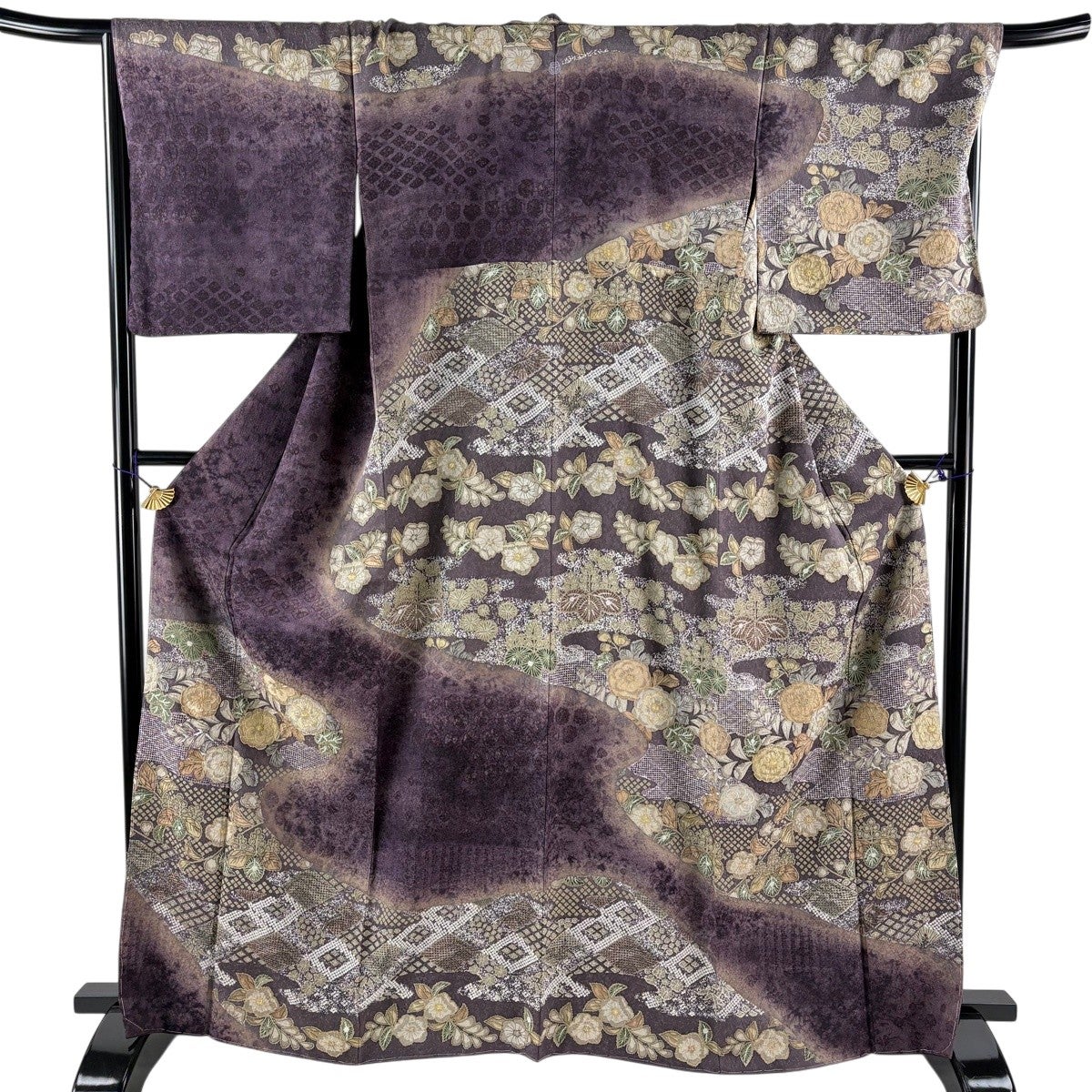 美品】 名古屋帯 逸品 二代目 久保田一竹 落款あり 霞 花びら 金糸