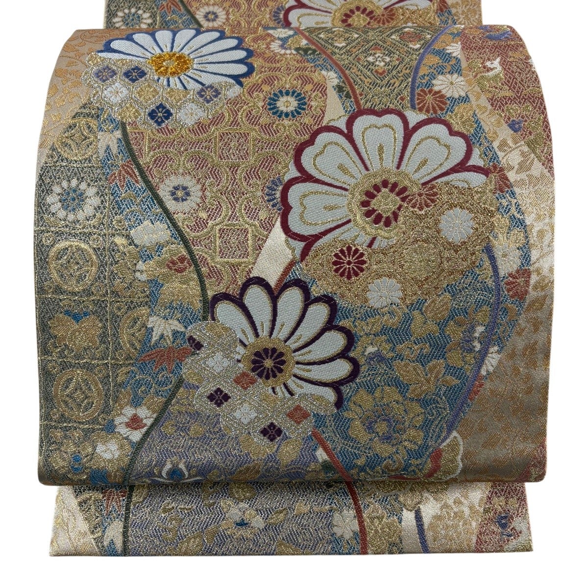 美品】 袋帯 秀品 玉華車香文 唐織 金糸 金色 六通 正絹｜中古・古着