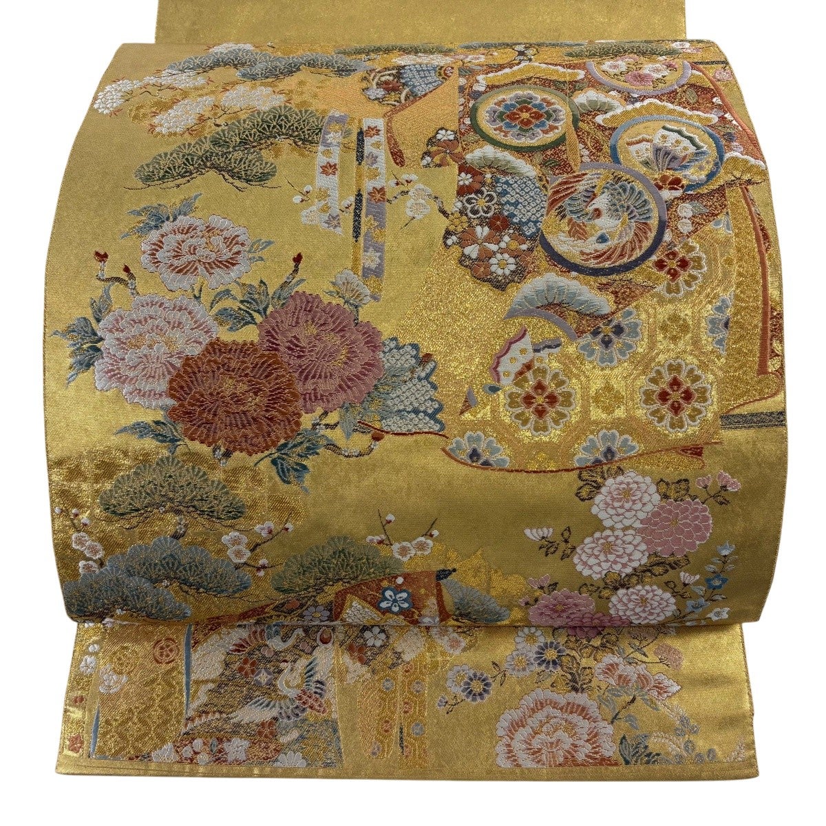 真作/琳光/秋野短歌/金泥/布袋屋掛軸HF-481 美品】 袋帯 逸品 長嶋成織物 落款あり 本金箔 瀞金錦 関西仕立て 誰ヶ