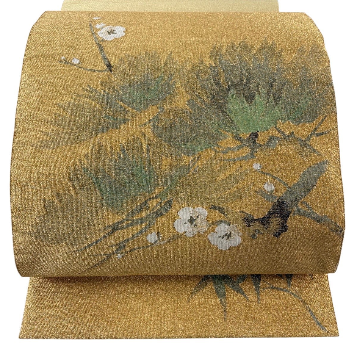 50%OFF 【美品】 袋帯 秀品 松竹梅 蝶 金糸 紫 六通 正絹 K50｜中古