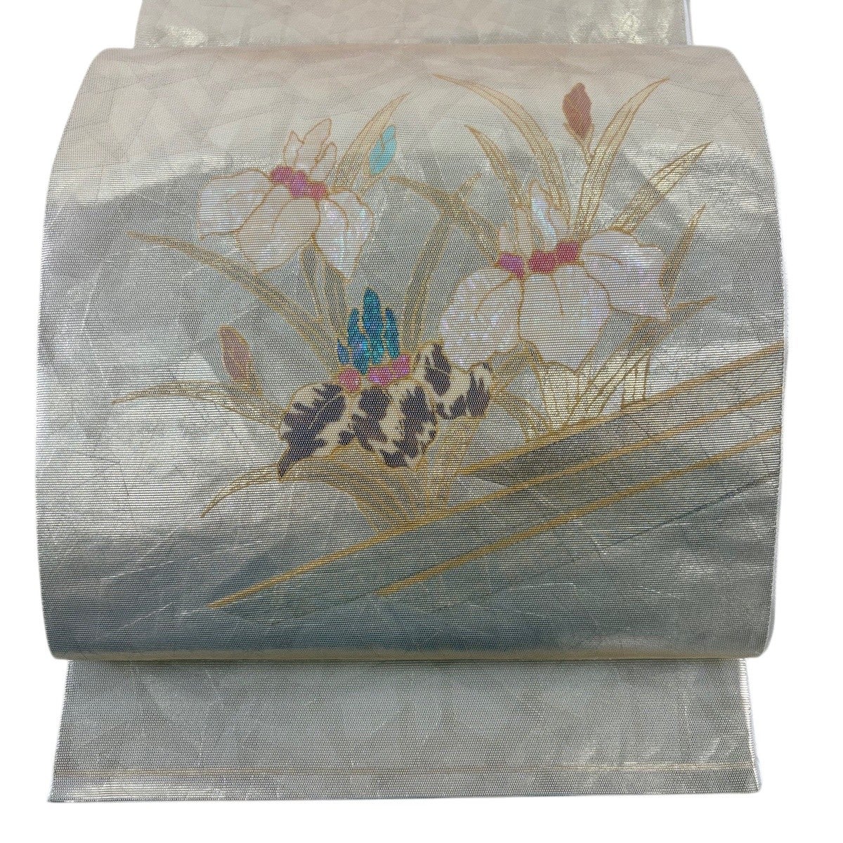 袋帯 秀品 風景 建物 螺鈿箔 金彩 金色 お太鼓柄 正絹｜中古・古着